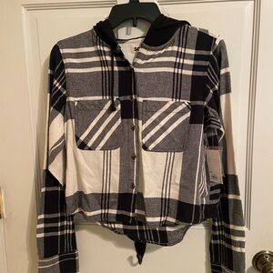 SO Black and White Plaid Hoodie Super Soft